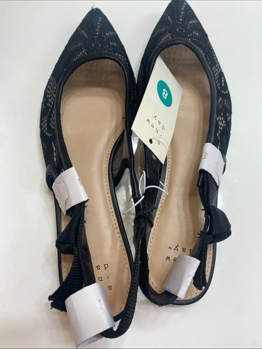 a new day Black Lace Pointed Slingback Flats - Picture 6 of 7